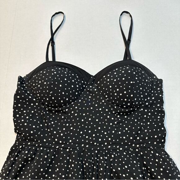 Band of Gypsies Jumpsuit Black White Polka Dot Wide Leg Smocked Back Size S - Picture 3 of 11